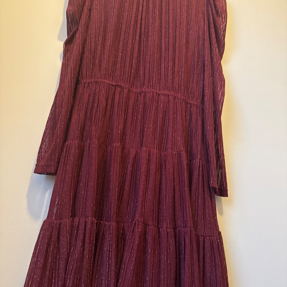 L Love shimmer tiered dress lined long sleeve - Picture 3 of 9